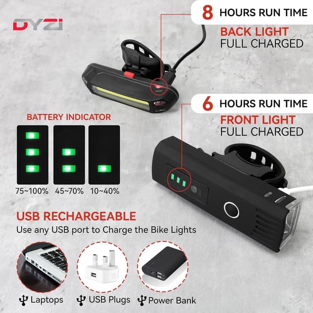 Thumbnail 5 de USB Rechargeable Front & Back Bike Light Set