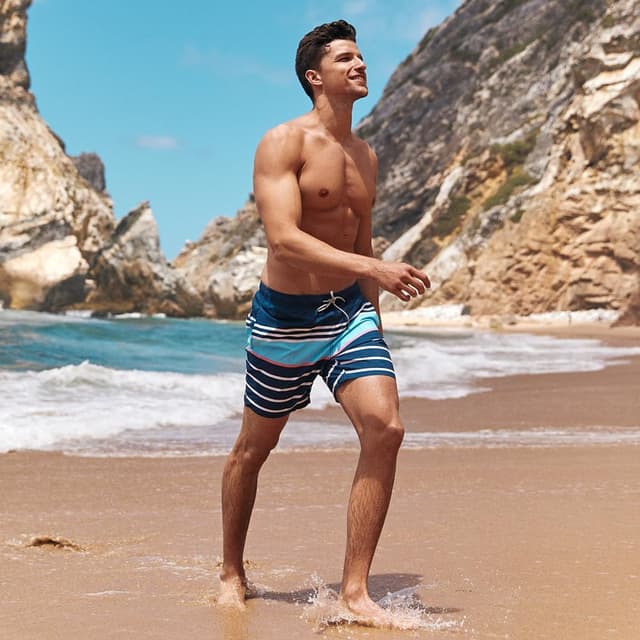 Detalle de MaaMgic Herren Badeshorts mit 18 cm Innenlänge, schnelltrocknend & Mesh-Futter