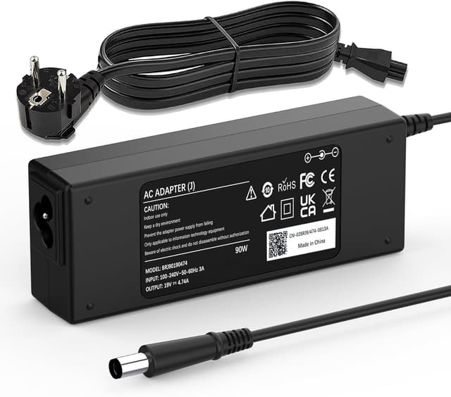 Detalle de Laptop Ladekabel 90W Netzteil (19V, 7,4×5,0 mm) kompatibel mit HP Pavilion, EliteBook und ProBook