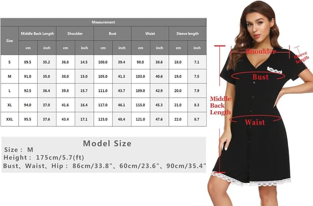 Thumbnail 6 de Uniexcosm Stillnachthemd Damen Baumwolle Kurzarm Mutterschaft