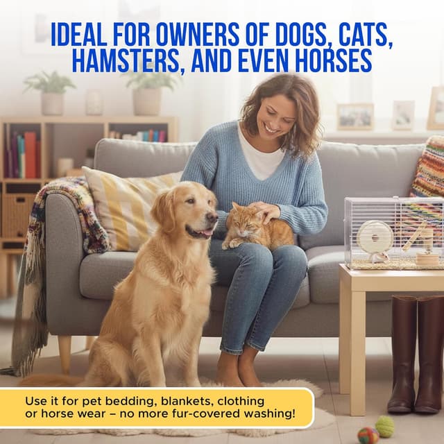 Detalle 2 de Fur Magic Pet Laundry Bag (Blue) – large washing machine pet hair remover bag