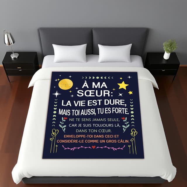 Detalle de Amorea À ma Meilleure Amie La Vie est Dure… plaid couverture en flanelle (150 x 130 cm)