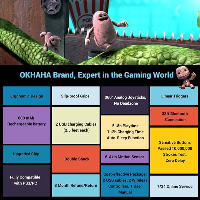 Thumbnail 1 de OKHAHA 2 Pack Wireless Controller 600mAh