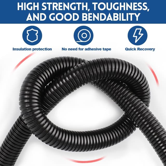 Detalle de Flexibles Wellrohr Kabelschutzschlauch (25 mm, 3 m) – UV-beständig mit Kabelmanagement für Außen- und Innenkabel