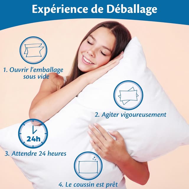 Detalle 2 de Flowen Oreiller 40x70 anti-acariens lot de 2