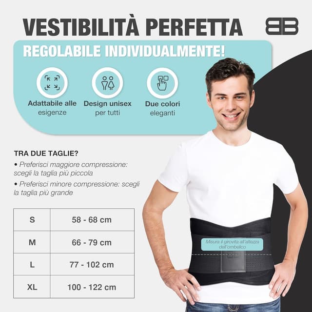 Detalle 2 de BACK BODYGUARD fascia lombare con supporto schiena, corsetto lombare fascia per uomo e donna (varie dimensioni)