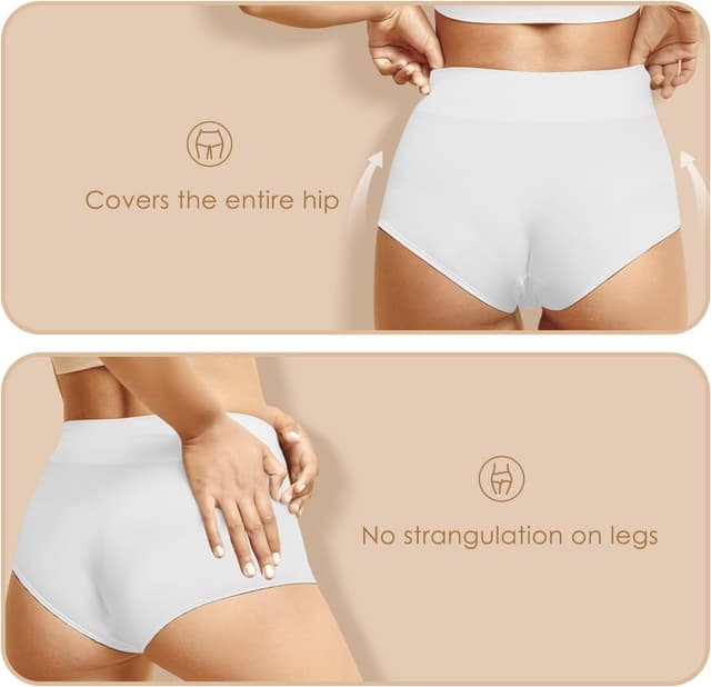 Detalle de YouShow Women’s High Waist Cotton Knickers – Full Briefs, 5 Pack (Multiple Colours & Sizes)