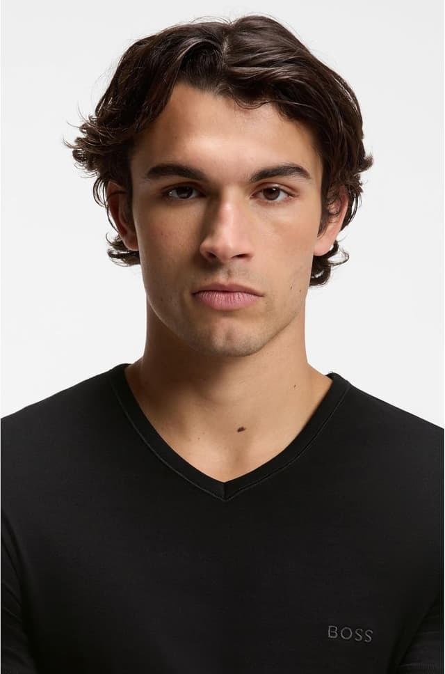Detalle de Lot de trois t-shirts en coton à col V BOSS Hommes TShirtVN 3P Classic