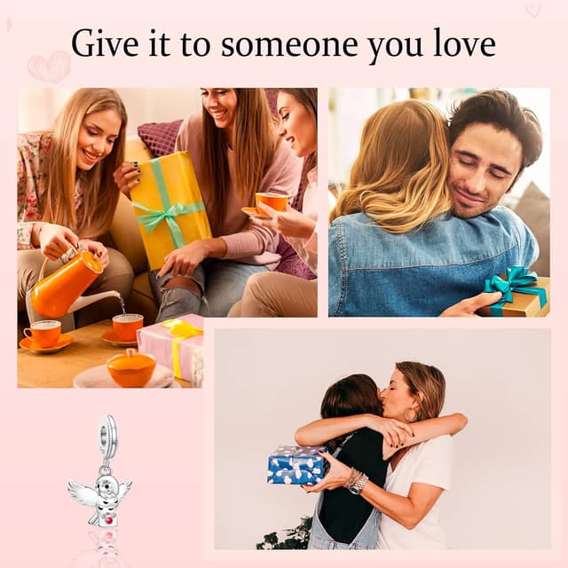 Detalle de HAEPIAR 925 Sterling-Silber Charms mit Zirkonia – Charm „Außerirdischer Hund“ für Armband & Kette