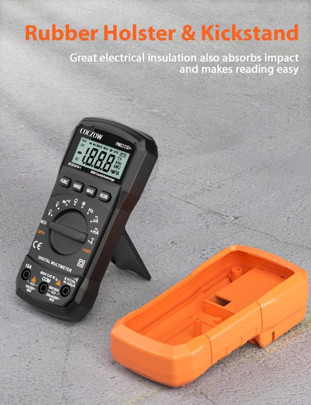 Detalle 2 de COCZOW digital multimeter with NCV, backlit LCD and continuity alarm (AC/DC up to 600V)