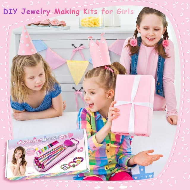 Detalle de Friendship Bracelet Making Kit for Kids (Ages 6-12) with Threads, Beads & Clasps – DIY Craft Toy Gift