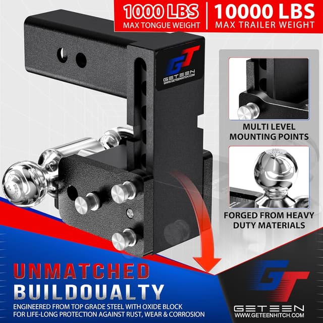 Thumbnail 1 de Geteen GT20052B Adjustable Trailer Ball Mount 10,000 GTW 🚚