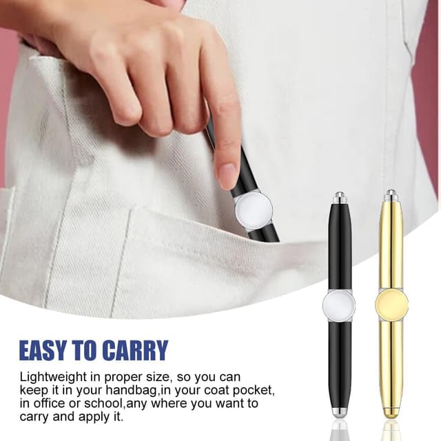 Detalle de AUAUY 2PCS Spinning Pen with LED Light (Black & Gold) – rotating fidget ballpoint pens
