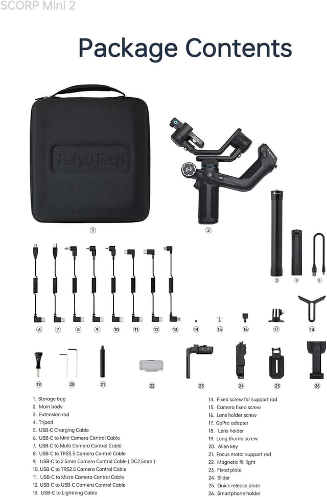 Detalle 2 de FeiyuTech SCORP Mini 2 Kit 3-axis gimbal with built-in AI tracker