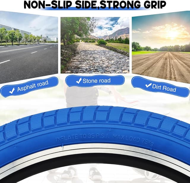 Detalle de ZUKKA 2er-Pack 20 x 2,125 Fahrradreifen (faltbar) inkl. Schlauch für 20 Zoll – AV 35 mm