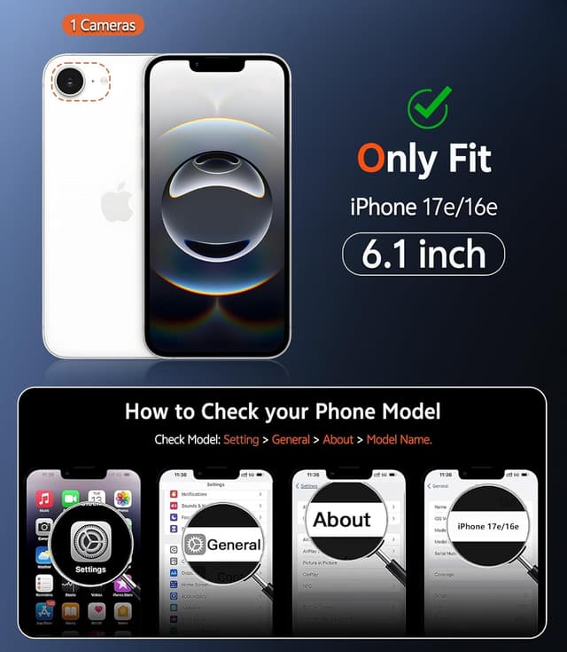 Detalle 2 de FNTCASE Clear Magnetic Case for iPhone 17e & iPhone 16e (MagSafe Compatible) with Screen Protector