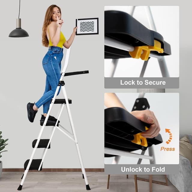 Thumbnail 2 de HBTower Trittleiter 3 Stufen klappbar, bis 150 kg 🪜