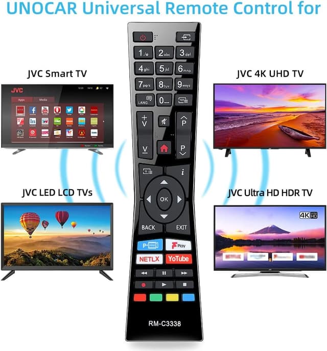 Detalle 2 de UNOCAR RM-C3338 universal remote for JVC TVs