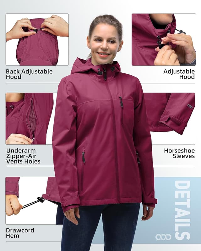 Detalle de 33,000ft Damen Regenjacke 8000 mm wasserdicht