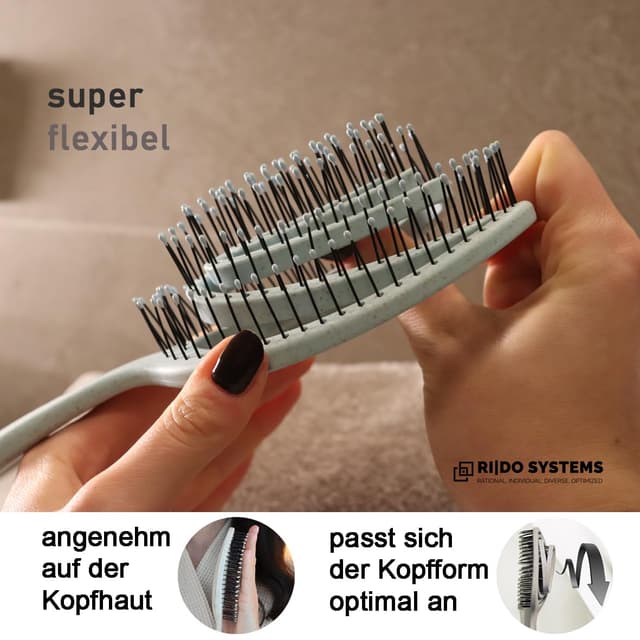 Detalle 2 de Ri|Do Systems Entwirrbürste „ohne Ziepen“ aus Spiralfeder – Haarbürste für Locken, nasses & feines Haar (aqua)