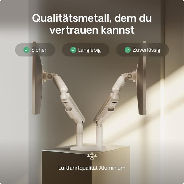 Detalle 2 de Desktronic doppelte Monitorhalterung für zwei Monitore bis 34" und 8 kg – VESA 75/100, 360° drehbar, höhenverstellbar