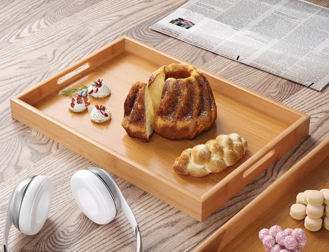 Thumbnail 2 de Fibogollo Bamboo Serving Tray Set 2 with Handles