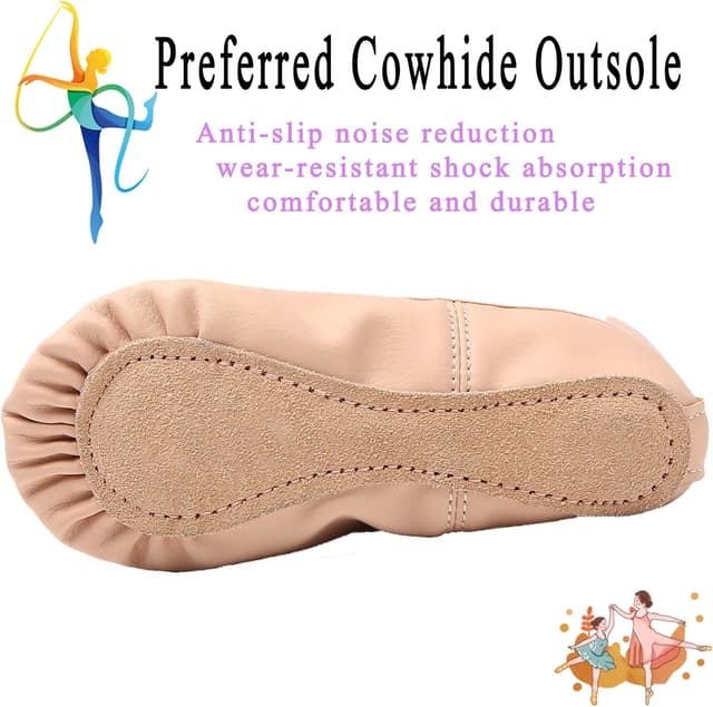 Detalle 2 de TETSUO Girls Ballet Shoes – Indoor ballet flats for kids, toddlers, yoga & gym practice