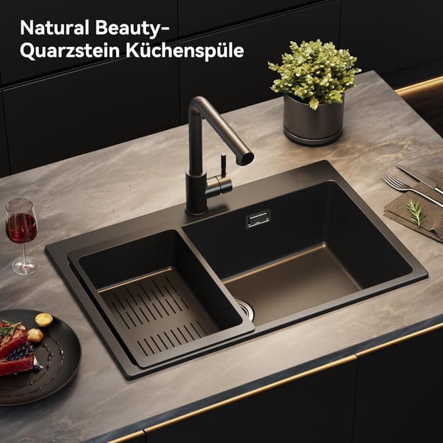 Thumbnail 5 de Sofetiy Granitspüle Schwarz 70x45 cm