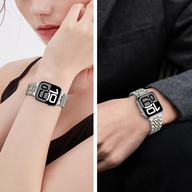 Thumbnail 6 de Tasikar solid stainless steel link band for Apple Watch (42mm/41mm/40mm/38mm) in Silver-Gold