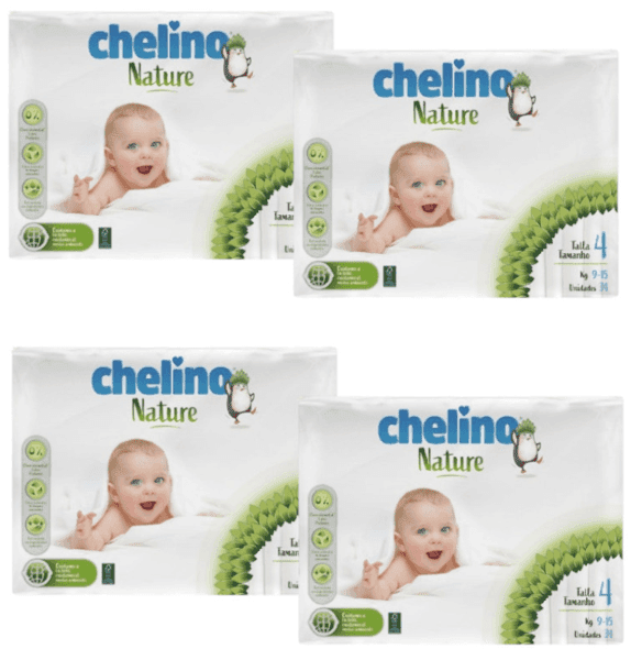 Detalle de Chelino Nature Pañales Talla 4 (9-15 kg) 4x34 uds