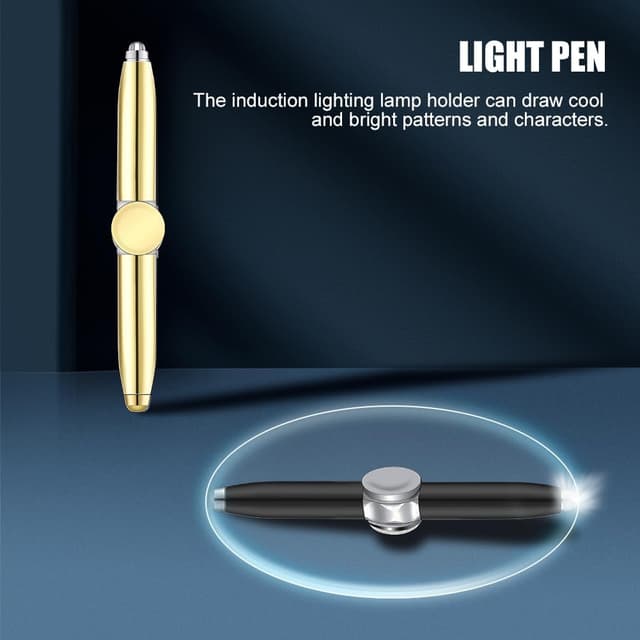 Detalle de AUAUY 2PCS Spinning Pen with LED Light (Black & Gold) – rotating fidget ballpoint pens