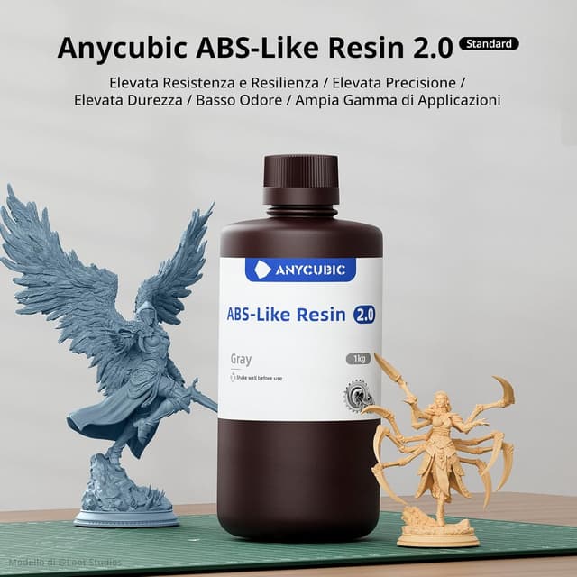 Detalle 2 de ANYCUBIC ABS-Like Resin 2.0 (1 kg) resina trasparente per stampanti 3D LCD, polimerizzazione rapida