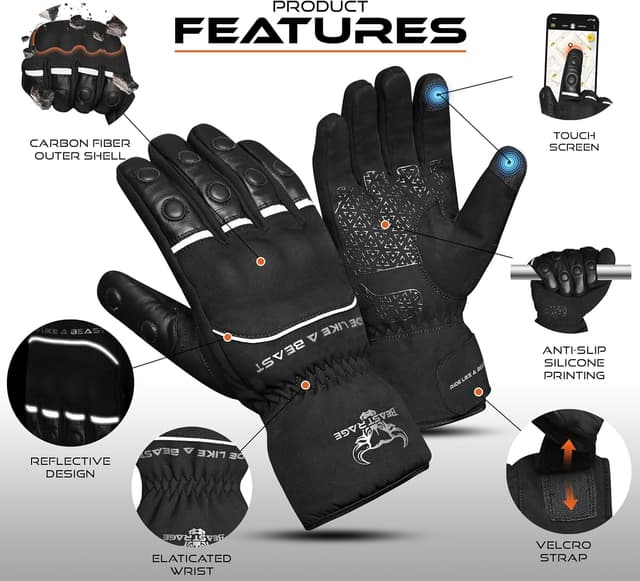 Thumbnail 1 de BEAST RAGE Gants moto chaleur impermeables