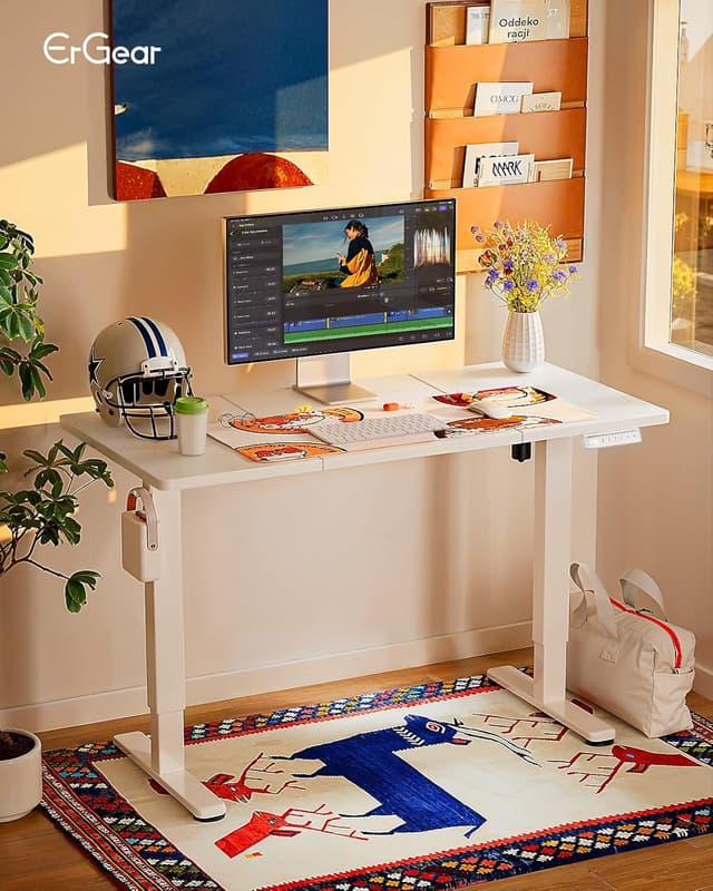 Detalle de ErGear Scrivania regolabile in altezza con pannello smart a 4 memorie e tavola 120 x 60 cm (bianca)