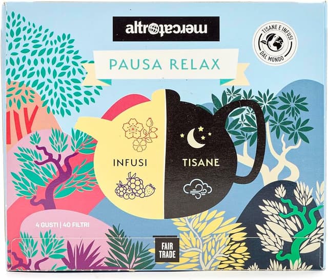 Detalle de Cofanetto Pausa Relax Altromercato con infusi e tisane alle erbe (40 bustine)
