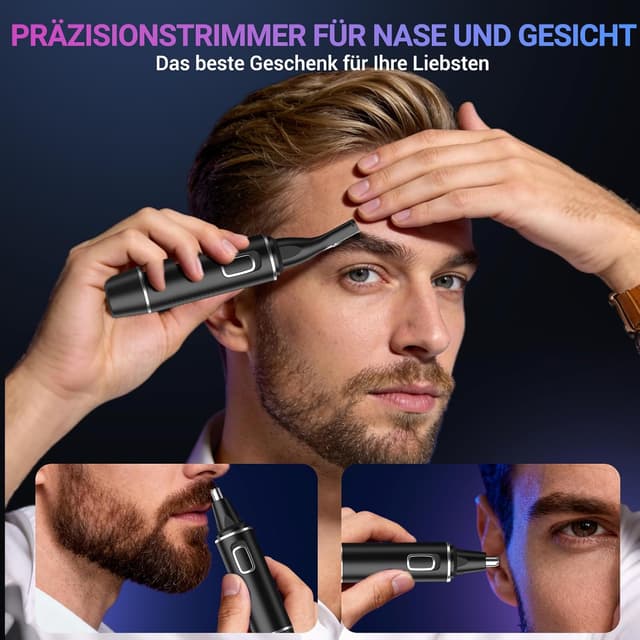 Detalle de NUMIFUN Nasenhaartrimmer Herren 2-in-1: Nasenhaarentferner & Ohrhaarschneider, USB wiederaufladbar, IPX7