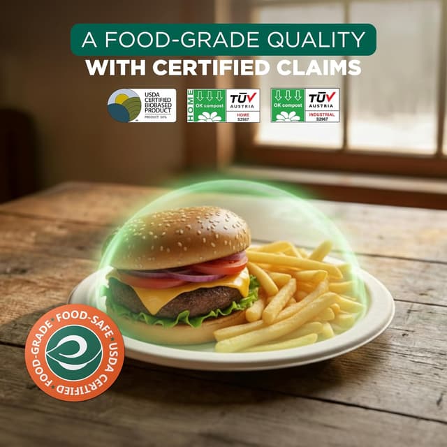 Detalle de ECO SOUL Paper Plates (25Cm/10") – 1000-pack heavy-duty compostable dinner plates