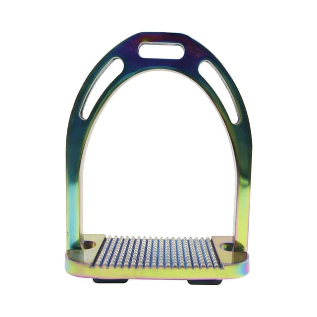 Detalle de AK ultra-light aluminium equestrian stirrups with coated colours (4.75in sole, multi)