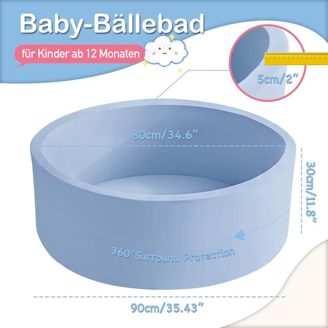 Detalle 2 de Aunekiv Bällebad 90x30 cm, hellblau