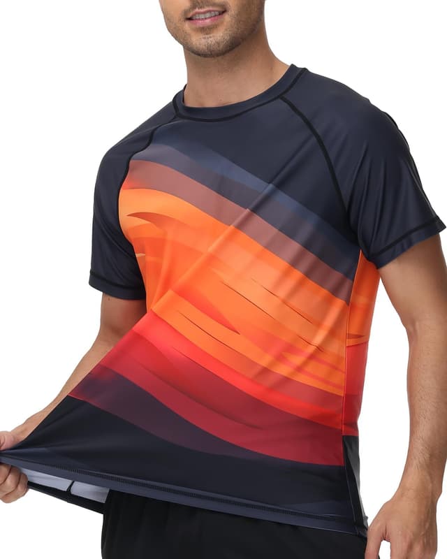 Detalle de VAYAGER Hauts de bain anti-UV UPF 50+ manches courtes pour homme – séchage rapide, coupe décontractée