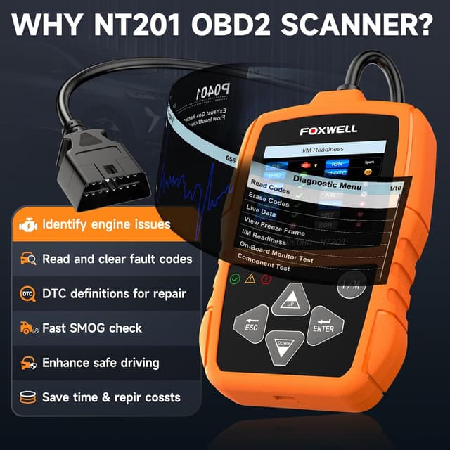 Detalle 2 de FOXWELL NT201 OBD2 Scanner for Cars 📟