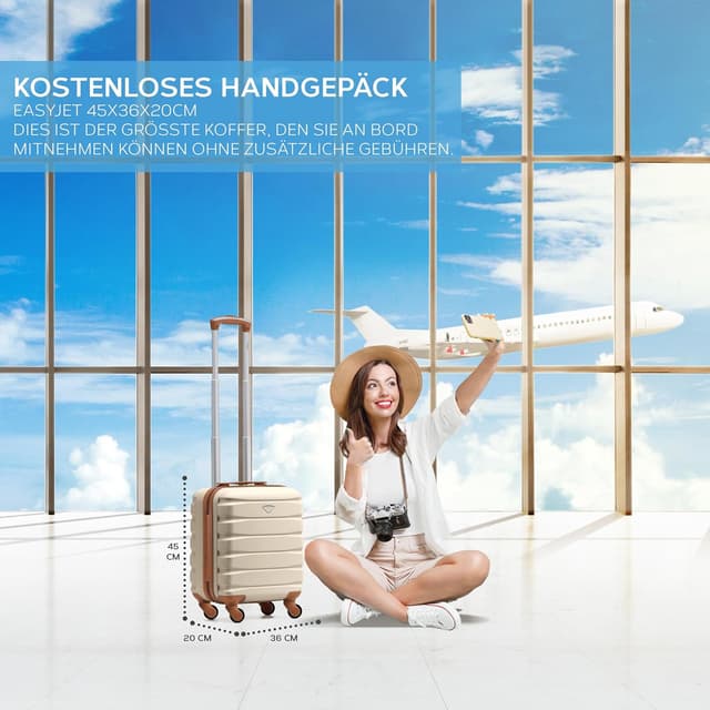 Detalle 2 de Flight Knight Leichtes Hartschalen-Handgepäck ABS mit 4 Rollen – 45 x 36 x 20 cm (für über 100 Airlines)