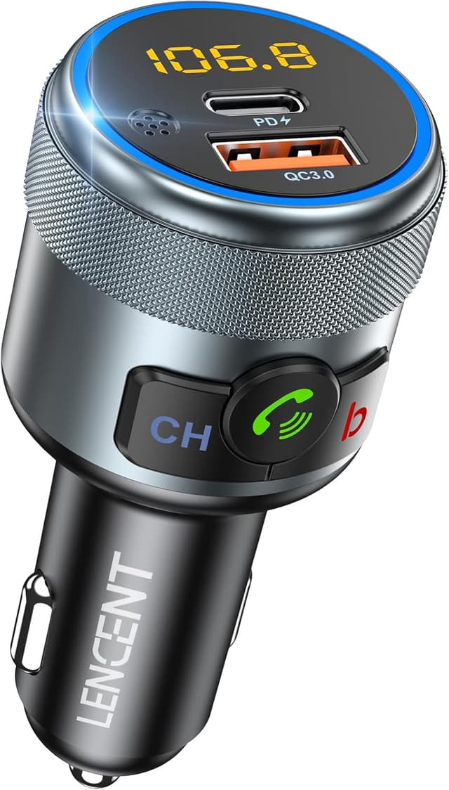 Detalle de LENCENT Transmisor FM Bluetooth 5.1 carga rápida