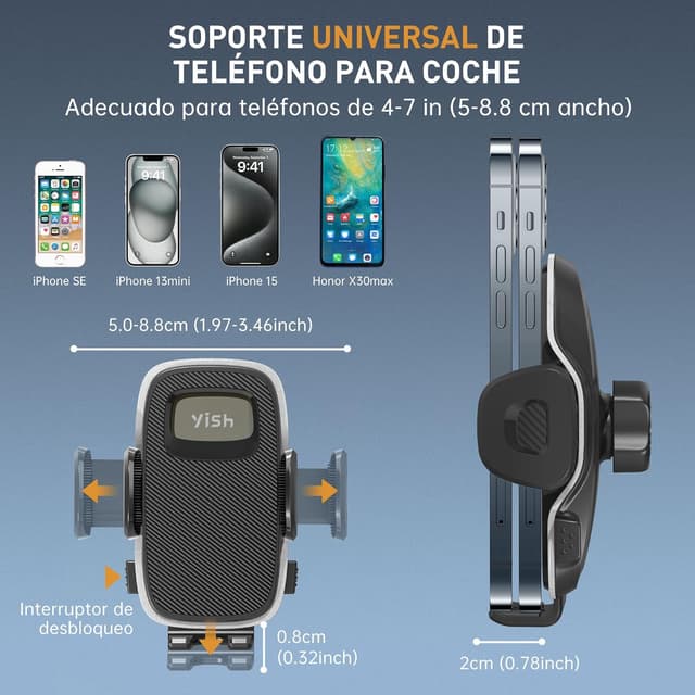 Thumbnail 6 de YISH Soporte Móvil Coche 360° con Gancho y Silicona