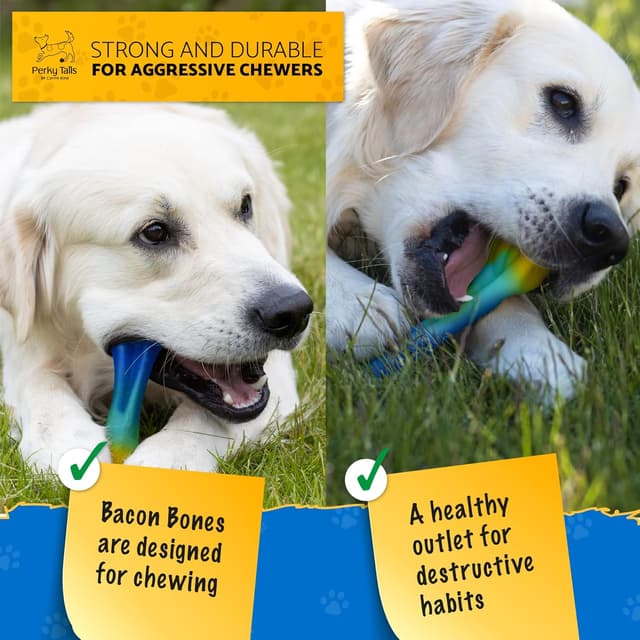 Detalle de Perky Tails Almost Indestructible Hard Nylon Bacon Dog Chew Toys (2-Pack) for Small to Medium Dogs