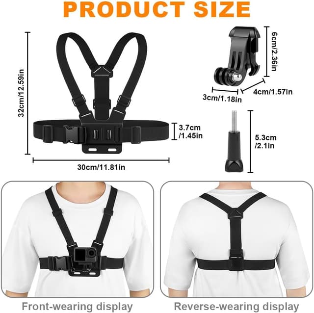 Detalle 2 de Adiwo Action Kamera Brustgurt Halterung Kit (Brust- & Kopfhalterung) – Zubehör für GoPro & DJI Action