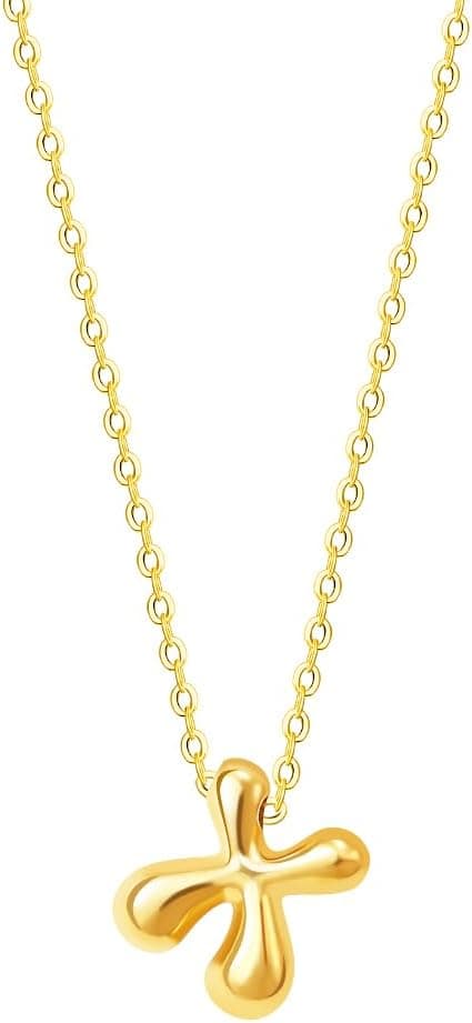 Detalle de Viwind Buchstaben-Anhänger Halskette für Damen (18k Gold) – A-Z Bubble Letter, 48 cm verstellbar, mit Geschenkbox