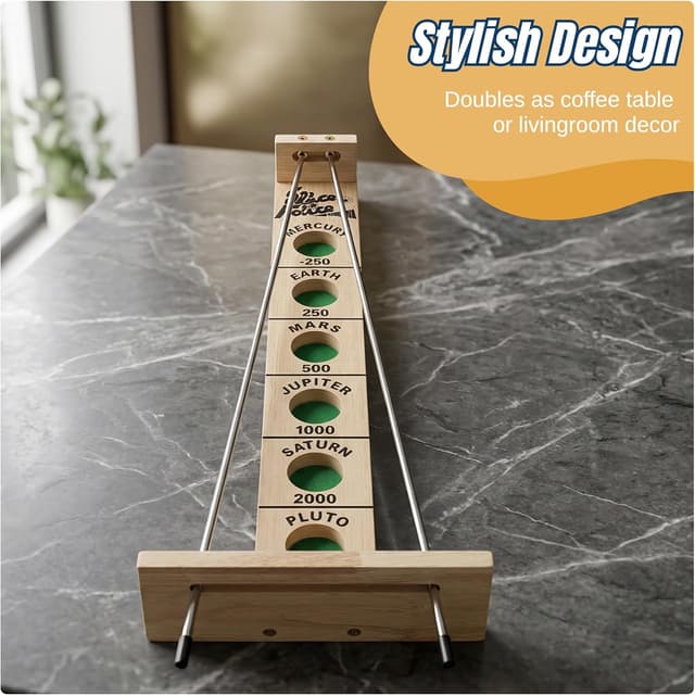 Detalle de WE Games Shoot the Moon Solid Wood Rolling Ball Game for Family Fun & Skill Building