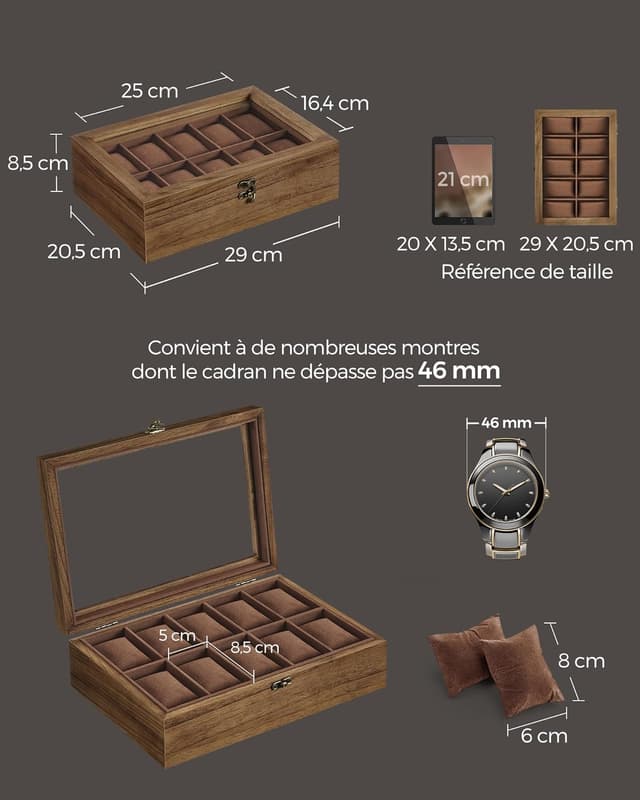Thumbnail 5 de SONGMICS Boîte à Montres 10 Compartiments
