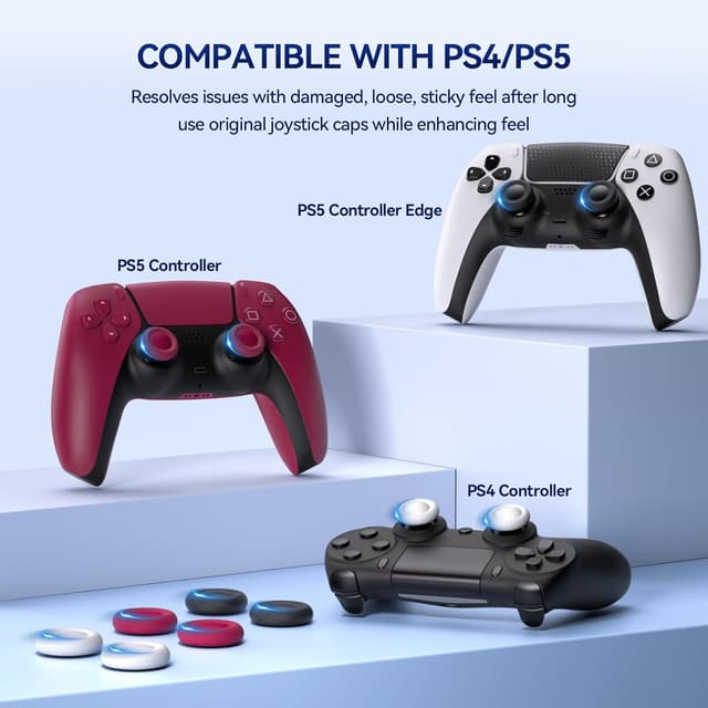 Detalle de NEWDERY PS5 joystick grip caps, 12 pack